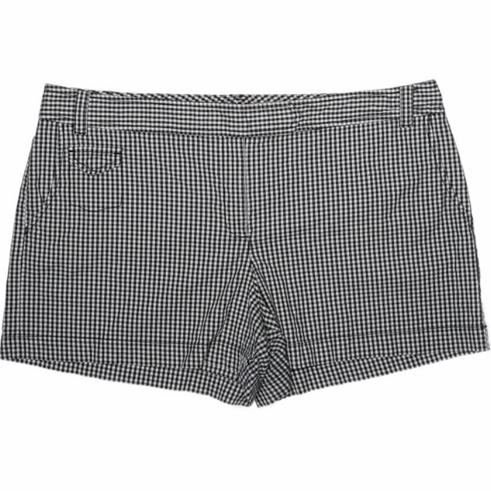 Loft Gingham Plaid Shorts Black and White‎ Women's Size 18 Cotton Stretch